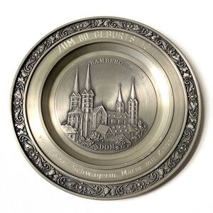 Zum 80 Geburtstag Bamberg Dom castle pewter plate
